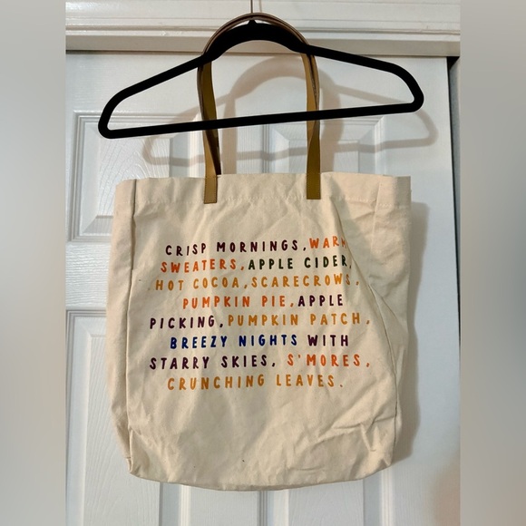 Fall Canvas Tote Bag with Colorful Text - Picture 2 of 4